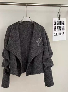 【MAIZLI】洋气翻领香蕉袖双面昵短款开衫CH435A8900