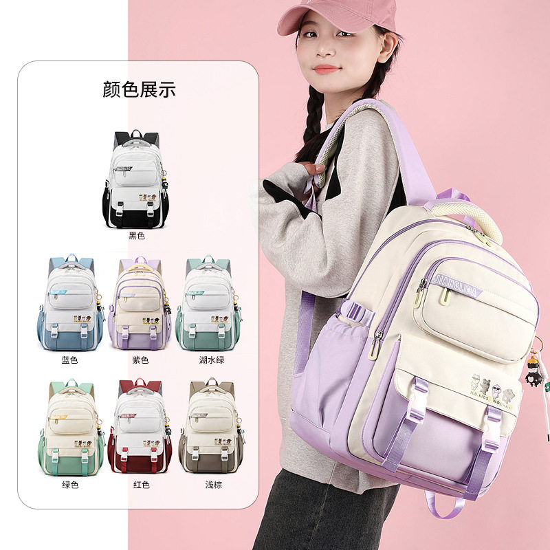 2025新款小学生儿童书包女生双肩包防泼水双肩背包牛津布护脊女童