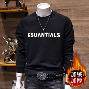 加绒卫衣男秋冬加绒加厚韩版潮流修身青年字母帅气百搭休闲套头