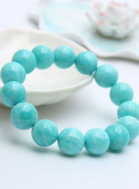 天然亚马逊老矿天河石手链男女款莫桑比克水晶手串矿石手工制作