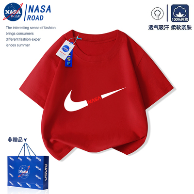 NASA联名男童红色短袖T恤