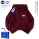 NASA酒红色男童连帽卫衣2025新款 潮流帅气儿童加绒外套男大童冬装