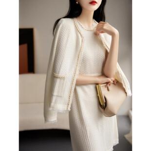 套出勤/通勤没烦恼圆领外套无袖连衣裙时尚套装女秋ELZT56487