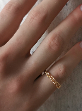 女S925复古叠戴尾戒编织链条麻花