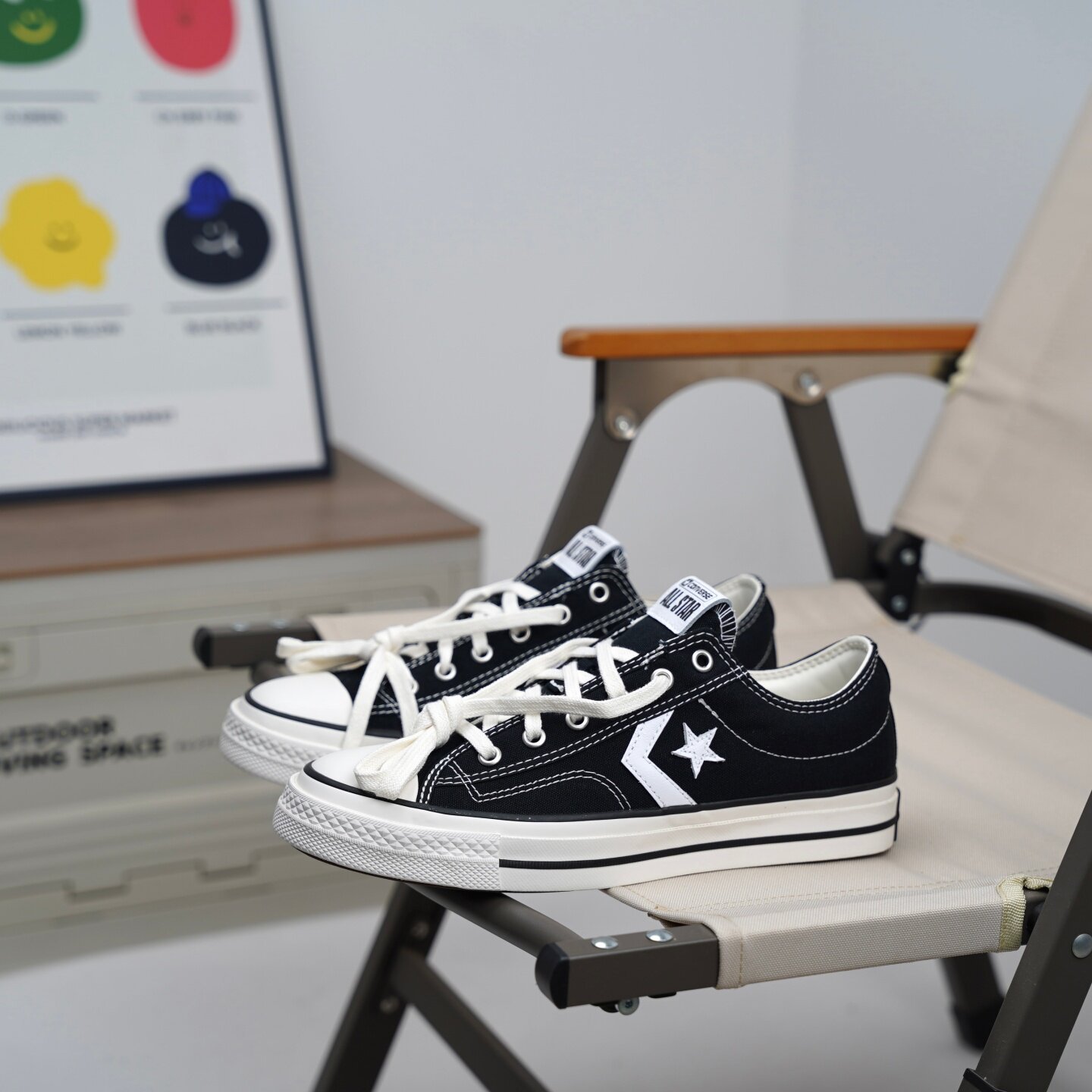 匡威正品Star Player76星箭标轻便低帮帆布鞋男女同款黑白A01607C