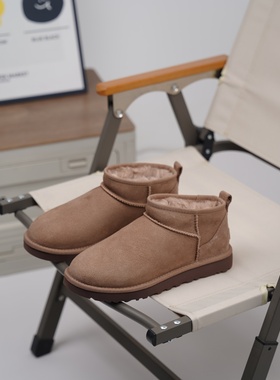 UGG正品Classic Ultra Mini圆头及踝加绒保暖雪地靴女1116109-RYK