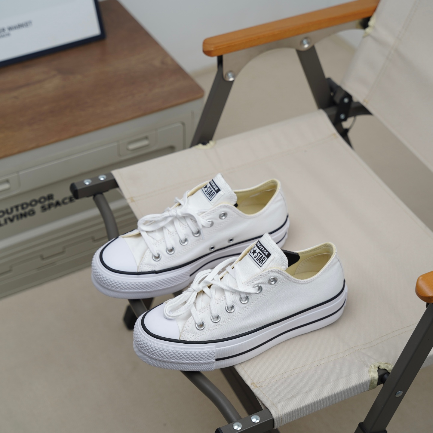 匡威厚底增高低帮帆布鞋