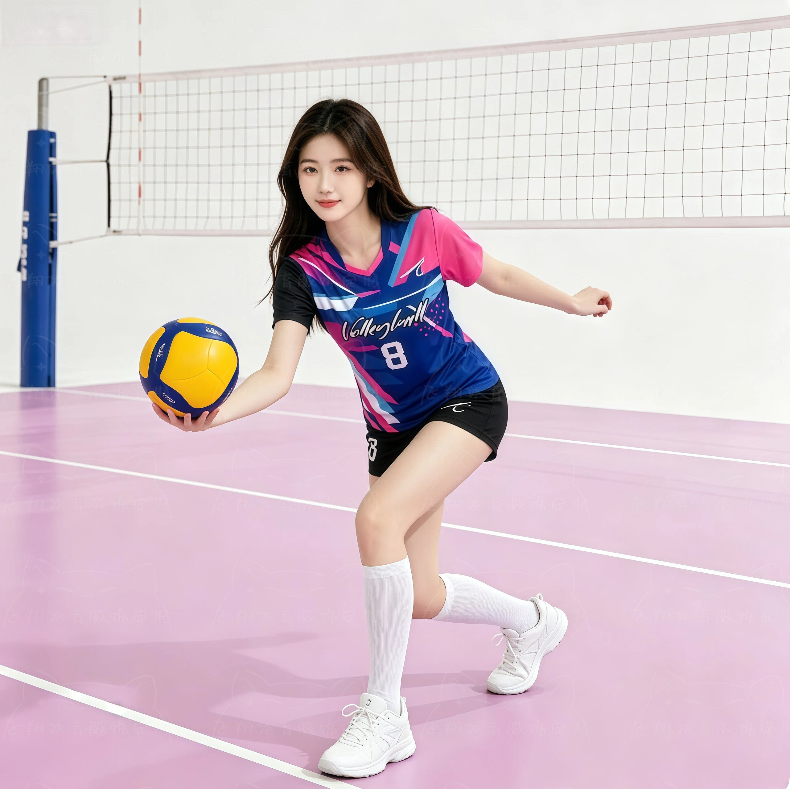 飞翔女短袖专业气排球服图片