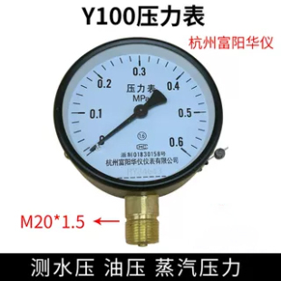 Y100压力表杭州富阳华仪仪表有限公司测水压 油压 蒸汽压力。