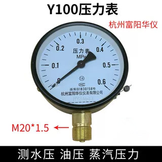 杭州富阳蒸汽压力表Y100