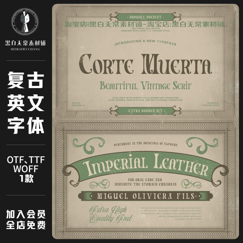 维多利亚时代经典欧式复古暗黑万圣节英文衬线装饰字体安装素材包