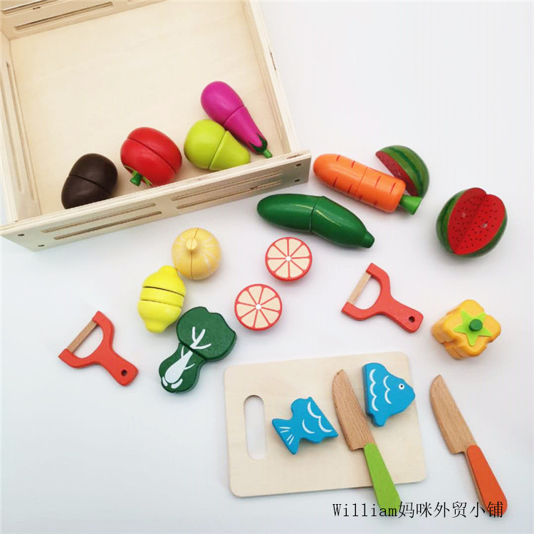 磁性木制切切乐儿童厨房玩具水果