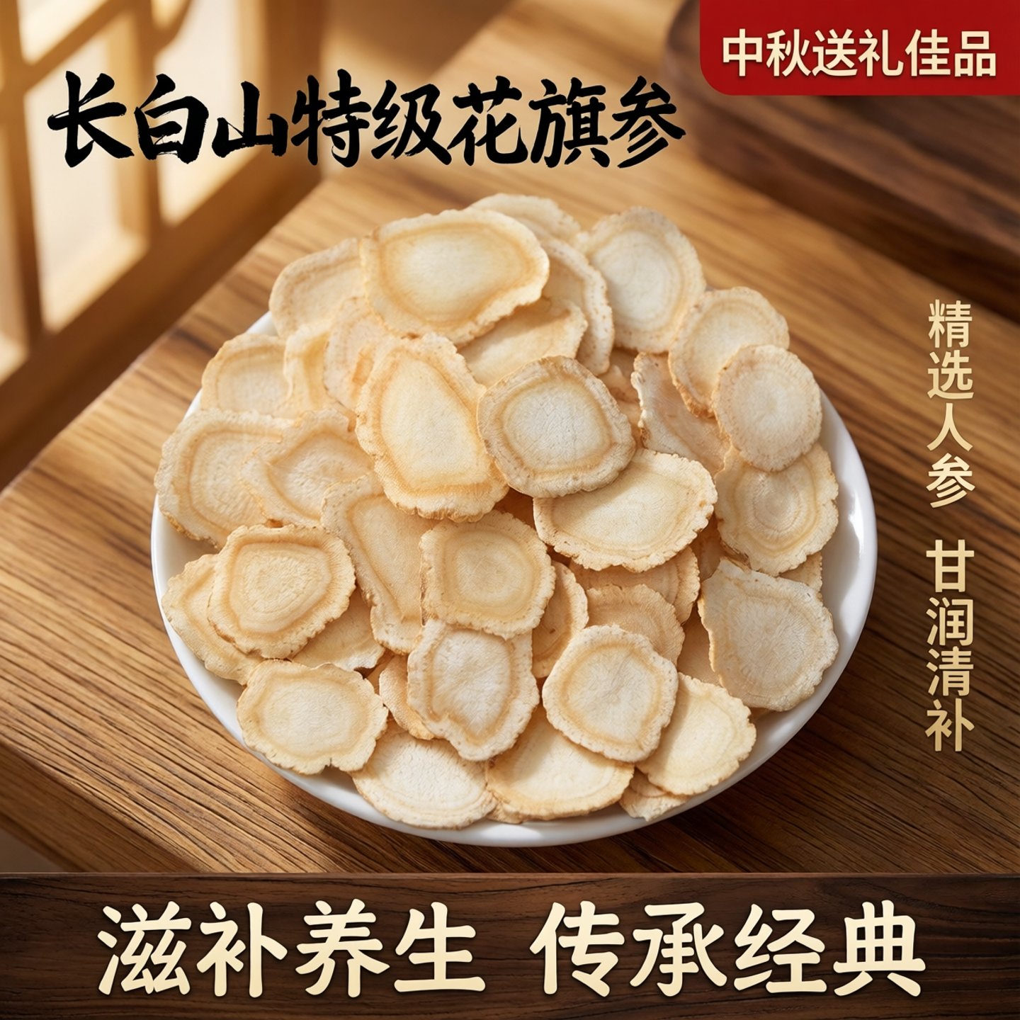 [中秋送礼]西洋参片特级正宗长白山花旗参片人参片新礼盒滋补佳品