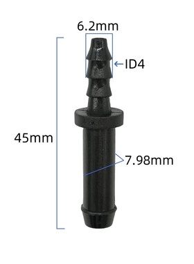 ID4变径直二通2通转接头塑料黑色直通燃油管快速接头180度管快插