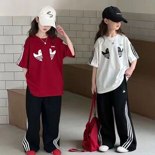 女童夏季韩版休闲运动短袖t恤套装中大童时髦洋气儿童夏装