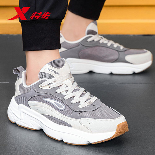 特步男鞋复古老爹鞋2025新款秋冬透气男士休闲鞋子软底轻便运动鞋