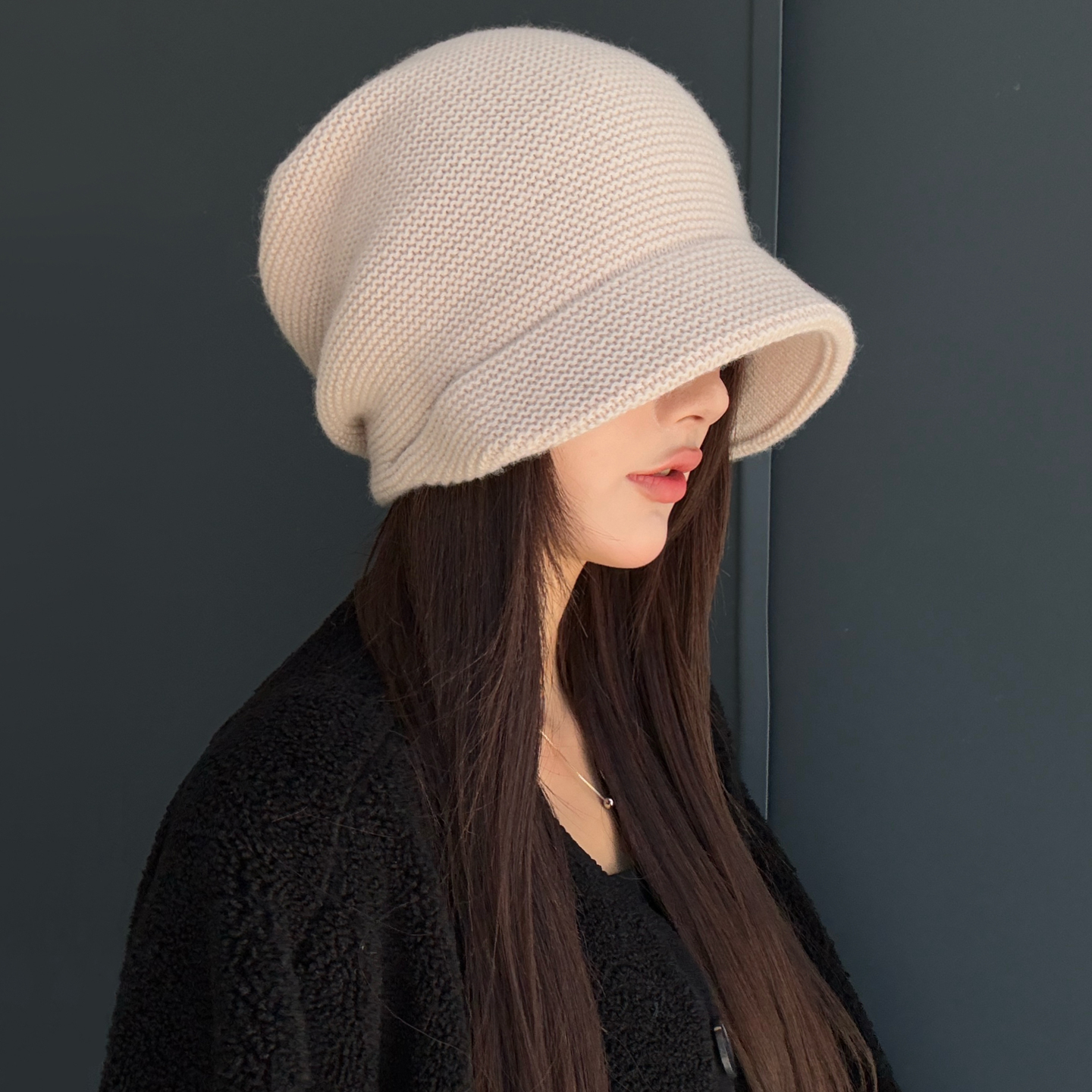 帽子女冬加厚毛线帽保暖羊毛混纺