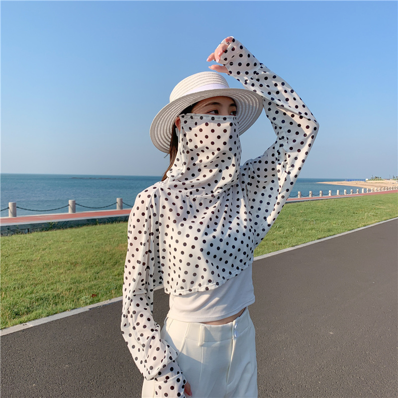 防晒披肩女夏季长袖开车披风骑车短款遮脸可爱斗篷面罩一体防晒衣