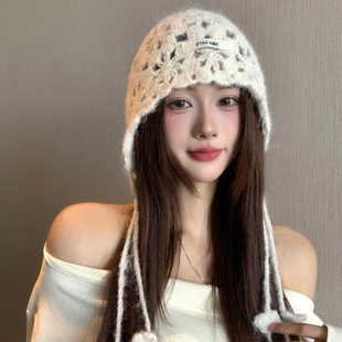 民族风手工镂空针织帽子女夏薄款编织钩花流苏套头帽显脸小包头帽