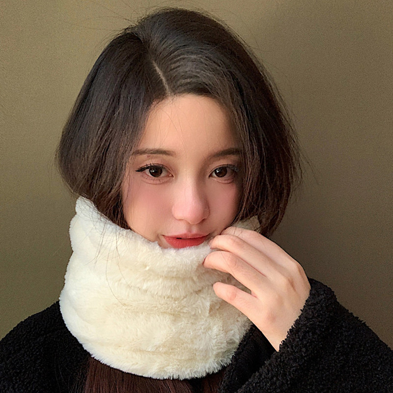 加厚毛绒围脖女冬季防风防寒护颈脖套仿皮草双层保暖堆堆帽两用