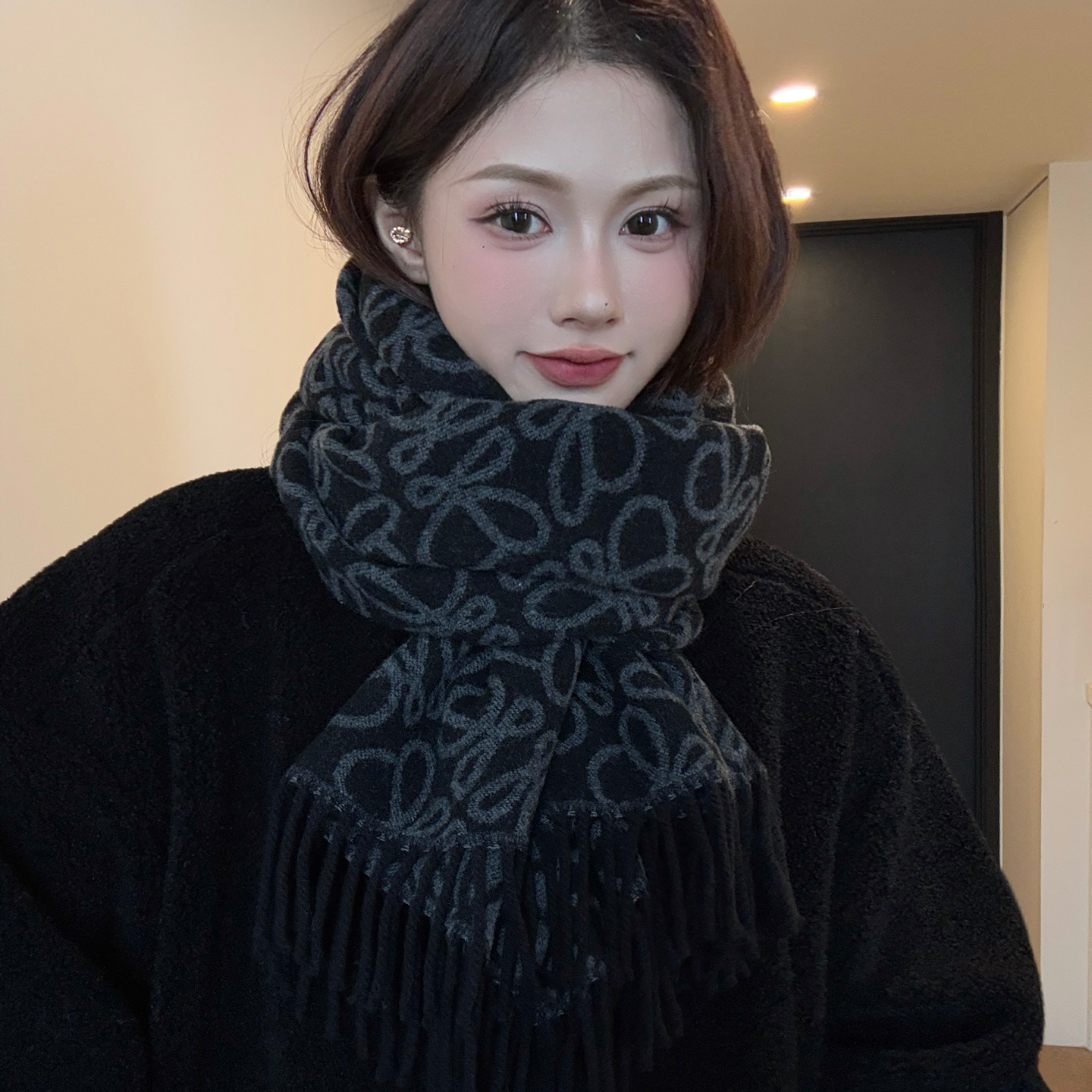 双面涂鸦韩版时尚百搭披肩加厚冬