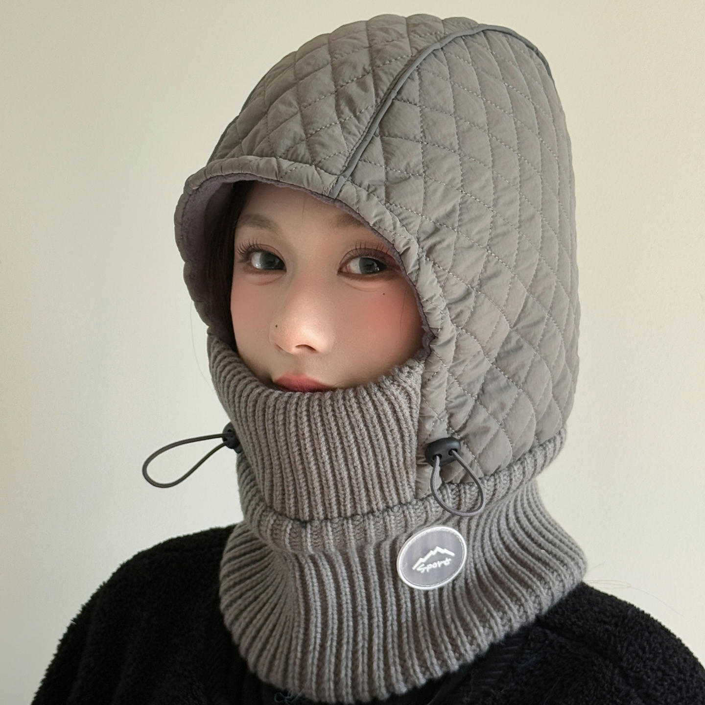 韩版帽子口罩围脖一体帽男女士骑行护耳保暖雷锋帽冬季加绒套头帽