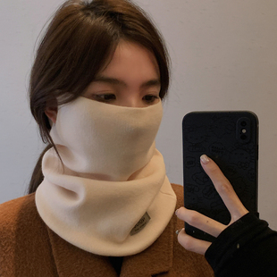 纯色多功能防寒面罩女围巾秋冬季韩版百搭ins潮保暖挂耳针织围脖