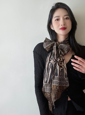 雪林鹿美式辣妹豹纹丝巾高级感