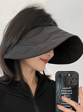 空顶遮阳帽女防晒防紫外线可折叠大帽檐户外时尚透气太阳蛋卷帽子