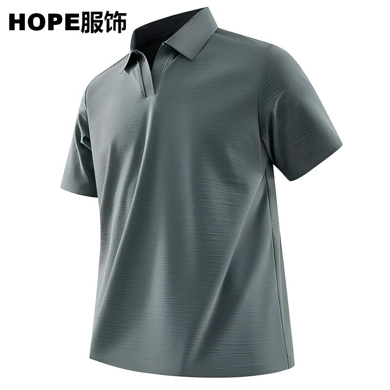 2026春季兔毛条纹刺绣宽松男POLO衫薄款防晒透气日常休闲