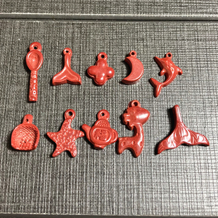 高含量帝王砂朱砂豚尾形海星月亮簸箕小挂坠饰品手串配件diy卡通