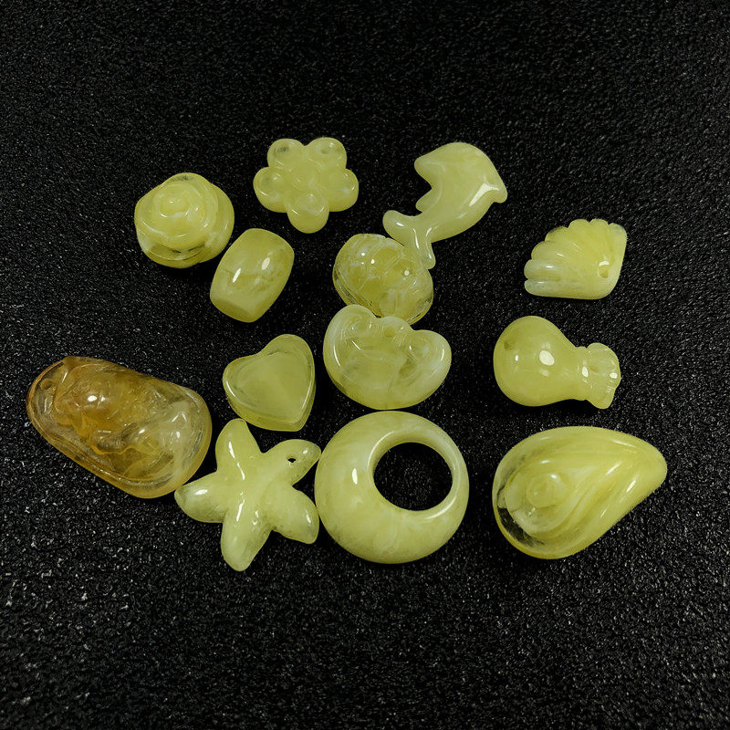 二代蜜蜡琥珀小配件合成压制贝壳海星富甲天下鱼配饰手链手串挂坠