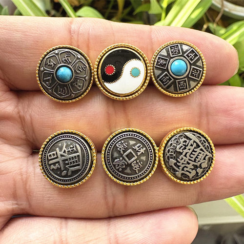 六字真言可转动朱砂檀木香木等饰品镶嵌用圆转盘八卦太极DIY配件