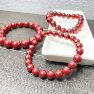 朱砂高含量帝王砂单圈手链简约光面圆珠三圈多圈单圈龙手串送女友