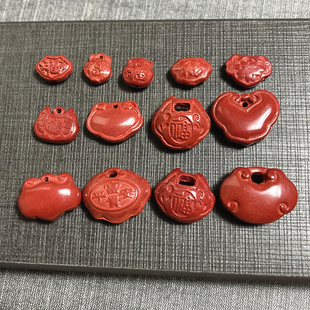 宝宝锁朱砂高含量帝王砂高抛福心锁吊坠挂坠饰品配件diy手链佛珠