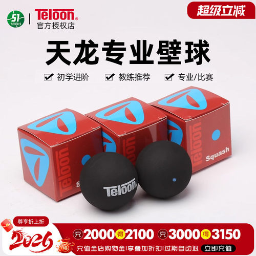 TELOON天龙壁球初学进阶专业比赛训练蓝点红点黄点配件装备