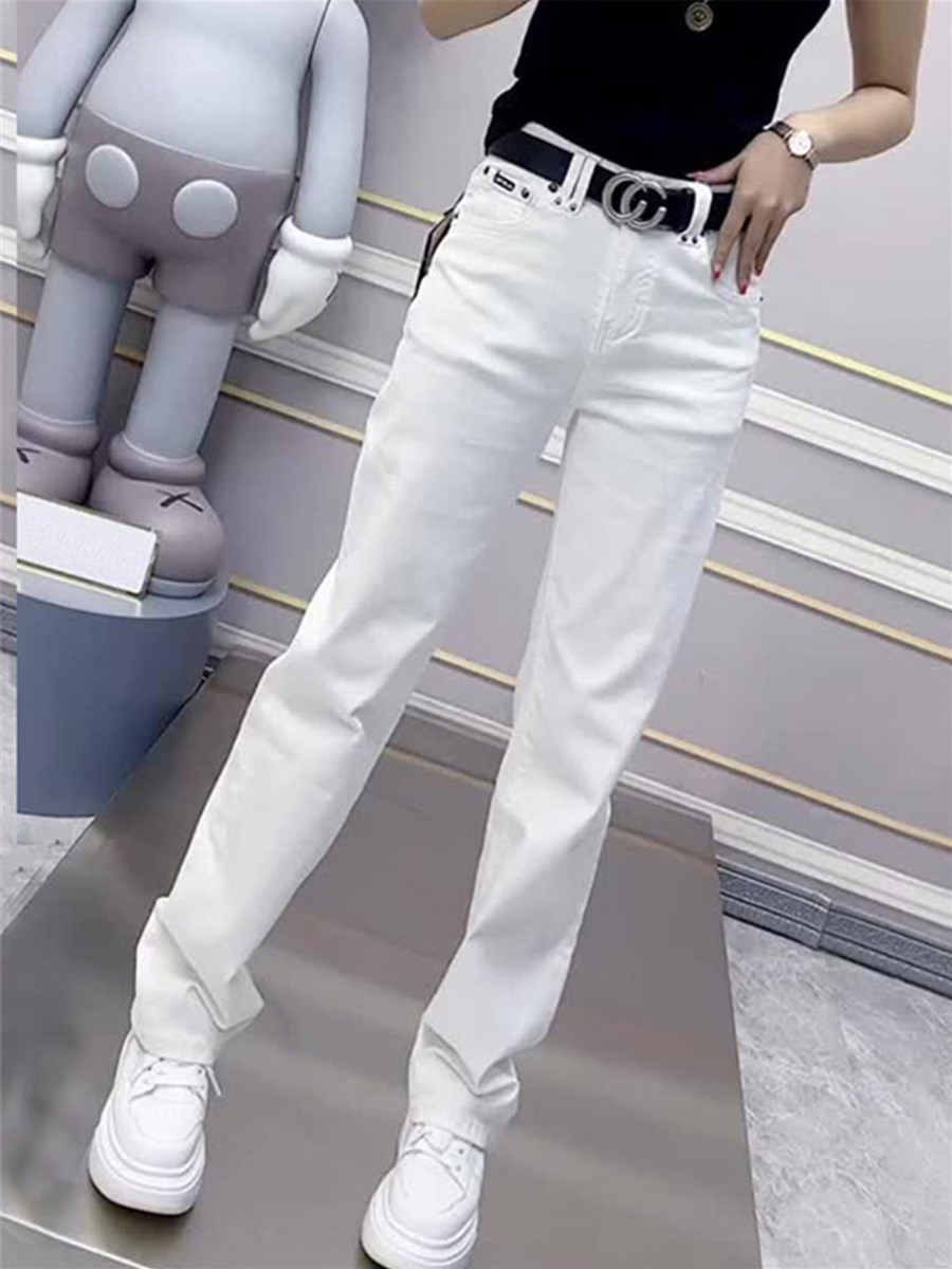 Slimming Plus Size White Jeans: High Waisted Curvy Fit - Taobao product photo 5
