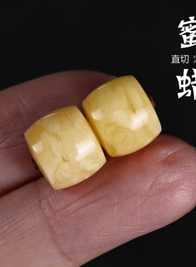 天然原矿蜜蜡琥珀直切老型桶珠