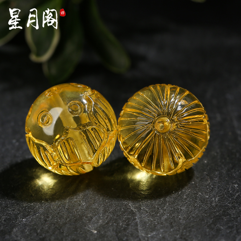 diy琥珀蜜蜡鸡油黄制作莲花珠