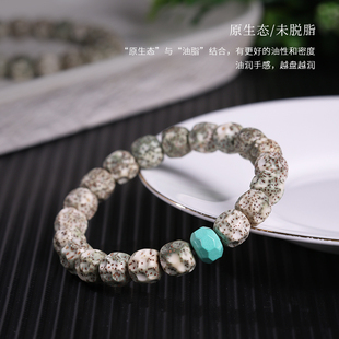 海南天然星月菩提雕刻无相陨石坑手串原生态绿皮石玉料顺白佛珠