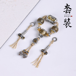 藏银黄铜三通套装108颗手持星月椰蒂菩提金刚文玩男女长串diy配饰