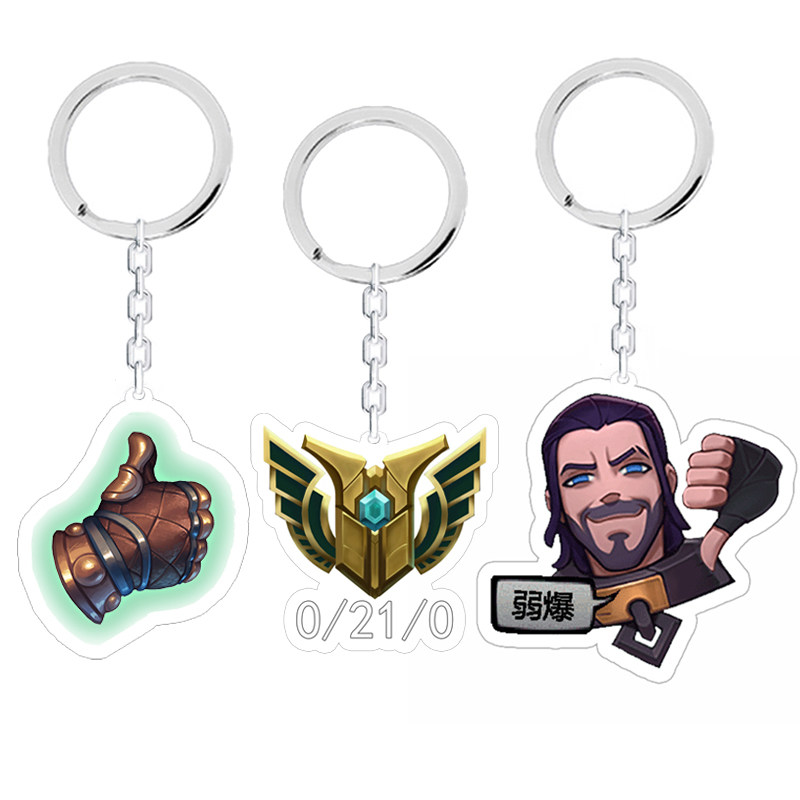 恶搞lol表情包英雄联盟弱爆了金克斯拓蛙钥匙扣挂件嘲讽狗牌礼物