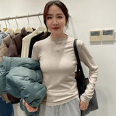 十三行小立领打底衫 女秋冬内搭磨毛薄绒小高领长袖 叠穿高级感上衣