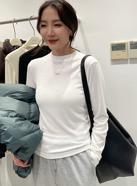 白色半高领打底衫女2025新款春秋冬内搭小立领叠穿长袖高级感上衣