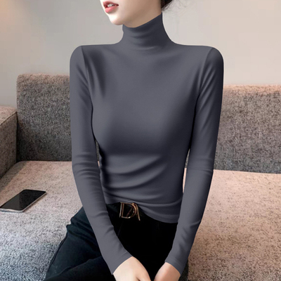 莫代尔高领打底衫女秋季内搭修身长袖面膜t恤堆堆领上衣2025新款
