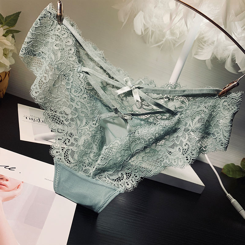 三送一欧美蕾丝镂空绑带透明内裤