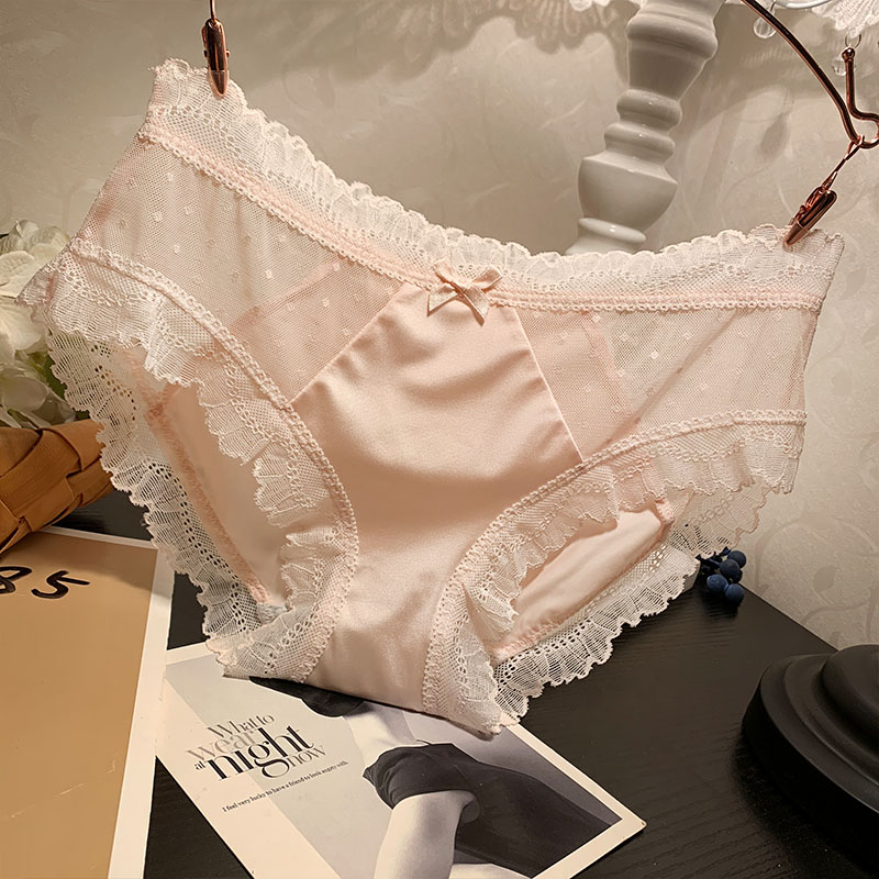 买三送一 蕾丝内裤女性感中腰冰丝拼接蕾丝边时尚甜美女士底裤