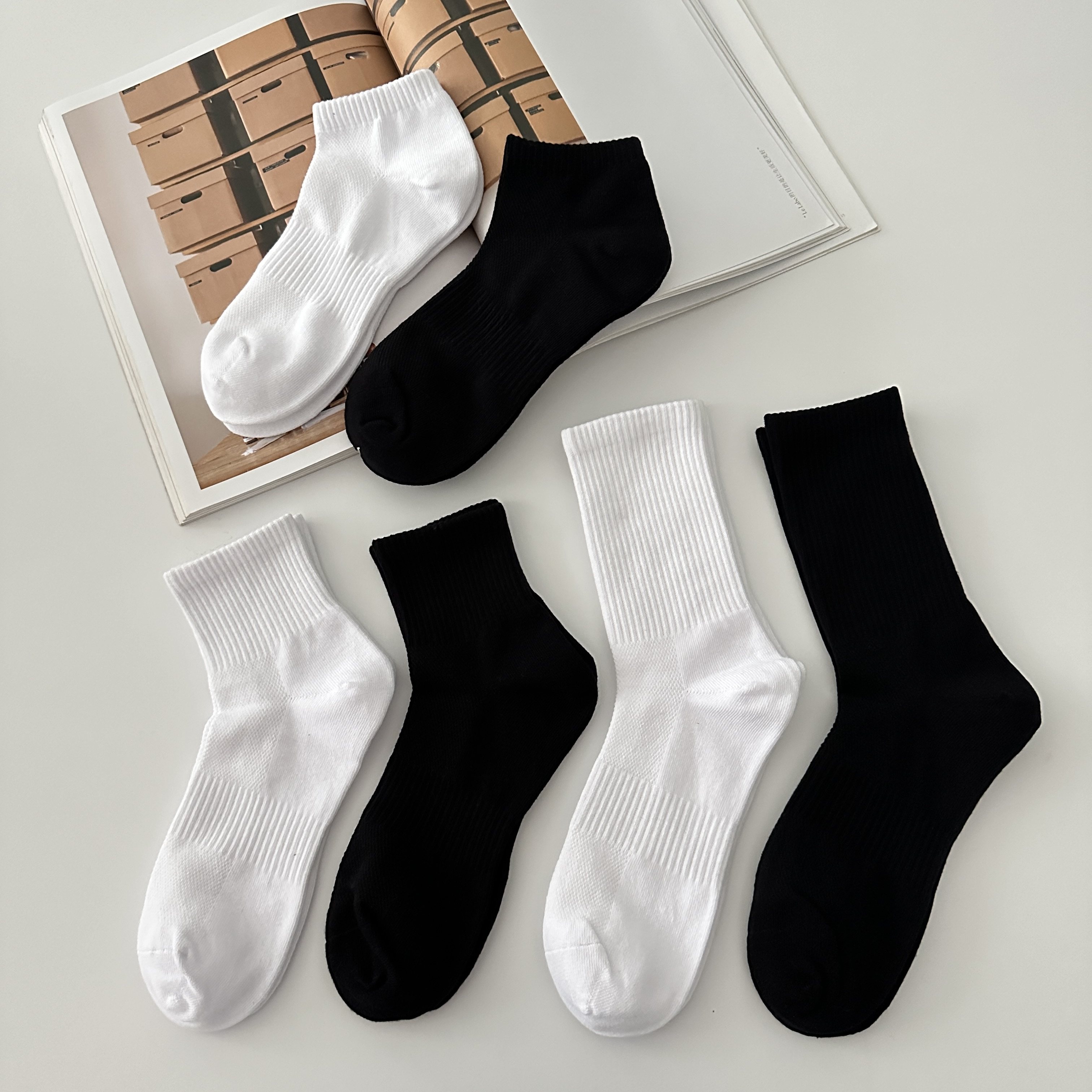 初品棉 黑白纯色男袜春夏季运动袜纯棉短中筒袜透气吸汗批发长袜,女士内衣/男士内衣/家居服,中筒袜,淘宝优惠券,粉丝福利购,淘宝优惠卷