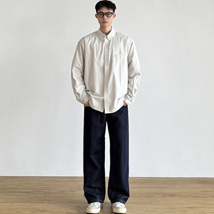 SIIIEND日系复古条纹衬衫男宽松休闲百搭长袖衬衣外套上衣