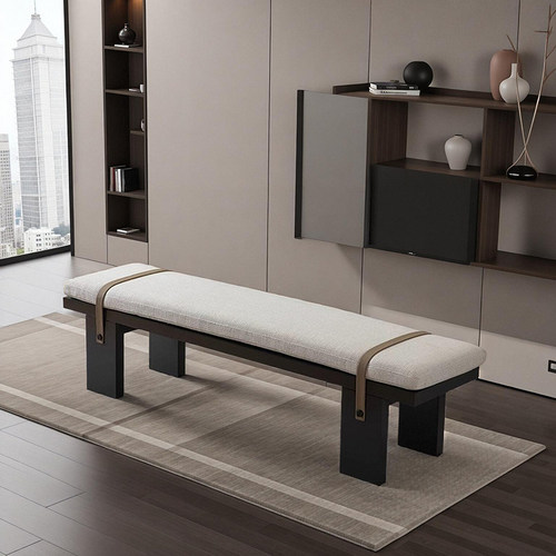 高级感长条凳餐椅设计师茶桌餐桌